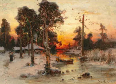 Returning Home At Sunset av Julius Sergius Klever