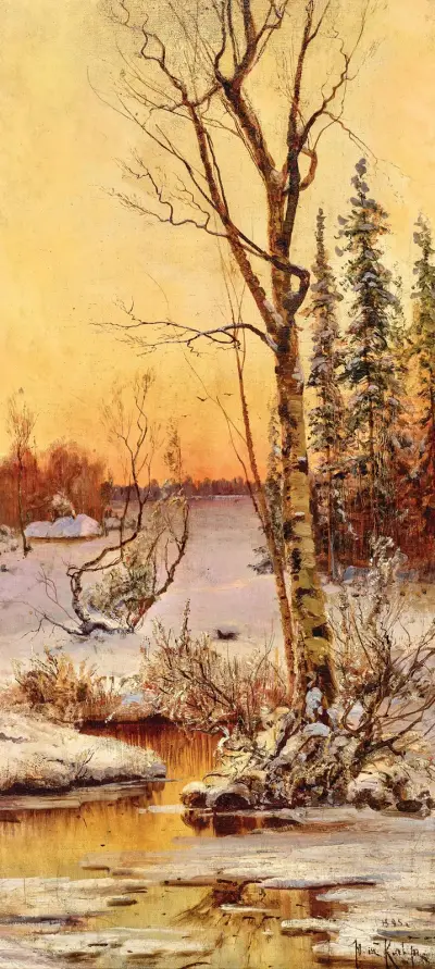 Winter Landscape at Sunset av Julius Sergius Klever