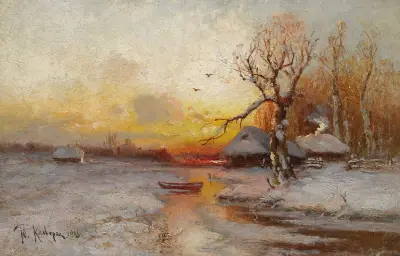 Winter Sunset av Julius Sergius Klever