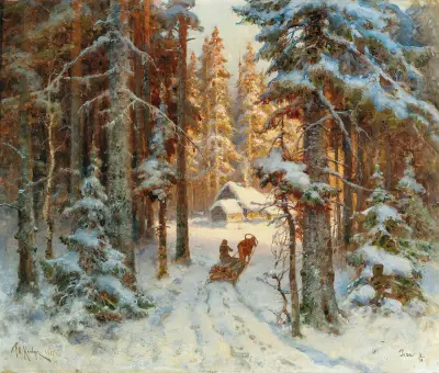 Woodcutters returning home av Julius Sergius Klever