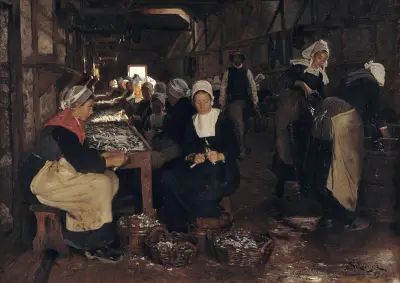 A Sardine Cannery in Concarneau, Peder Severin Krøyer