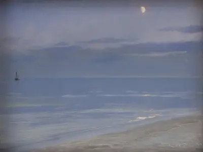 Plaża w Skagen w świetle księżyca, Peder Severin Krøyer