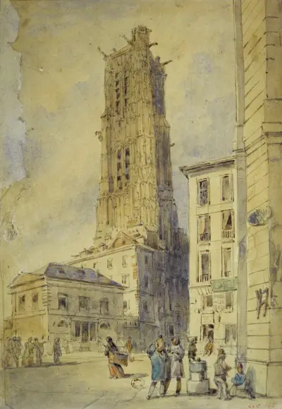 La Tour Saint-Jacques avant son dégagement von Thomas Shotter Boys