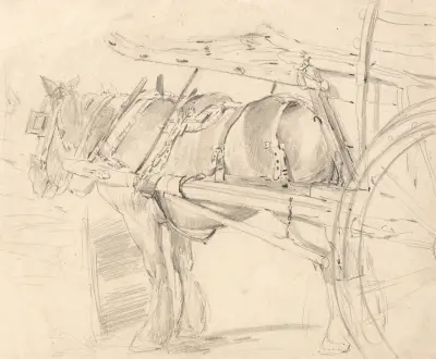 A Farm Horse, Harnessed to a Cart, Executed at or Near Canterbury von Thomas Sidney Cooper