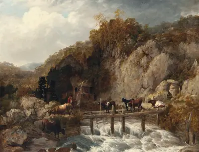 Umberleigh Mill, River Taw, Devon von Thomas Sidney Cooper