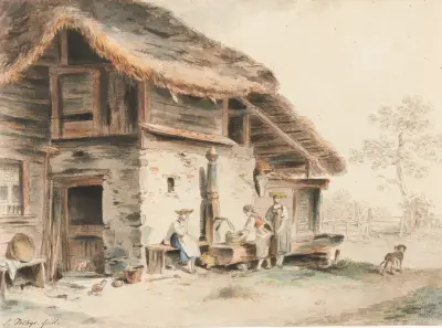 Szene vor einem Bauernhaus von Sigmund Freudenberger