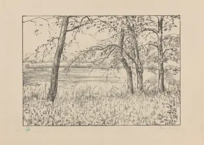 Bomen aan een meer Meer en bosch von Simon Moulijn