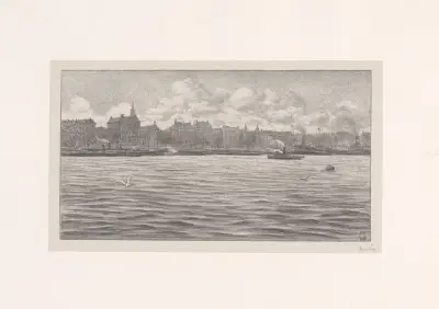 Gezicht op Rotterdam vanaf het water von Simon Moulijn
