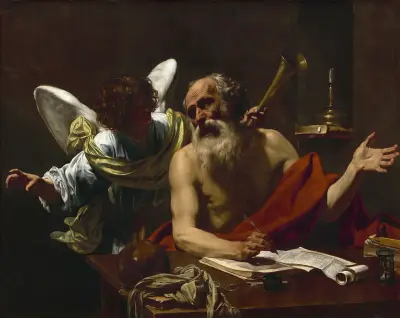 Saint Jerome and the Angel av Simon Vouet
