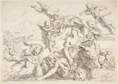 Rape of Europa av Simone Cantarini