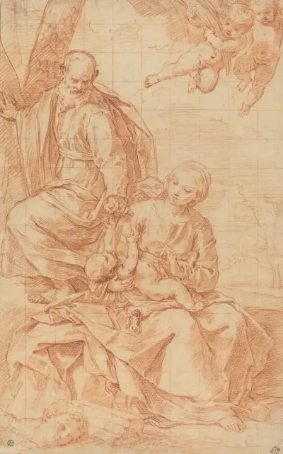 The Rest on the Flight into Egypt, or The Miracle of the Palm Tree av Simone Cantarini