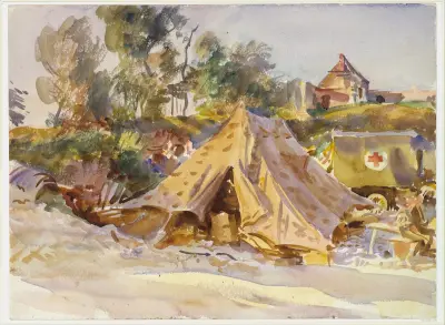 Camp with Ambulance av John Singer Sargent
