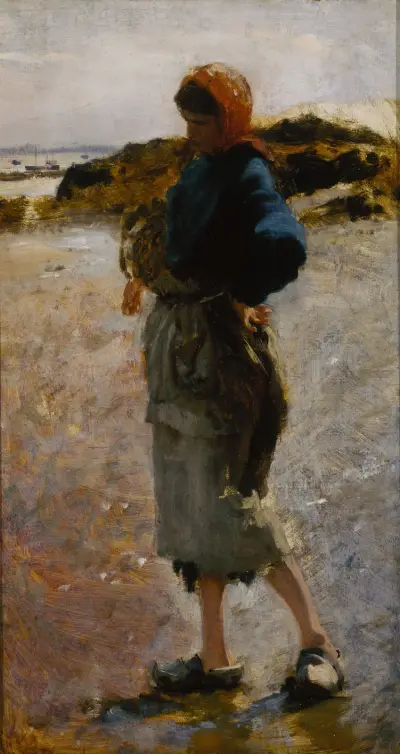 Girl on the Beach, Sketch for ‘Oyster Gatherers of Cancale’ av John Singer Sargent