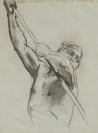 Male Torso with Pole av John Singer Sargent
