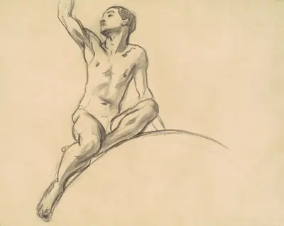 Study for Figure above ‘Music’ av John Singer Sargent