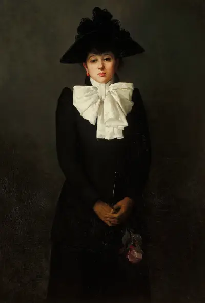 Bildnis einer jungen Frau mit einer Rose in der Hand von Anna Bilińska-Bohdanowicz