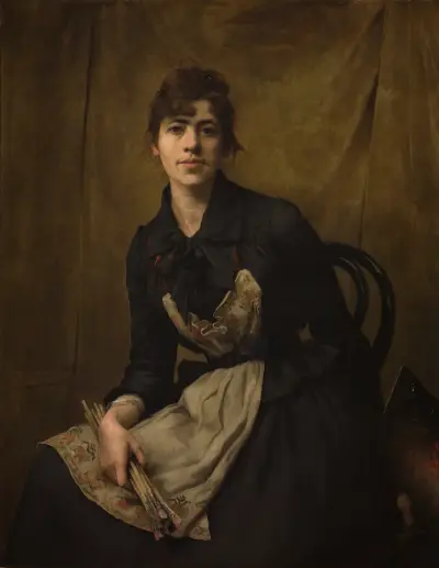 Selbstporträt mit Palette von Anna Bilińska-Bohdanowicz
