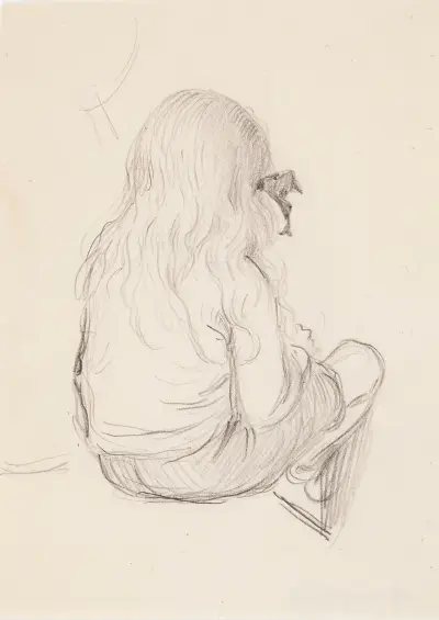 Antti Sitting, seen diagonally from behind av Venny Soldan-Brofeldt