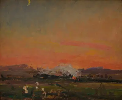 In the Field (Sunset in the Ukraine) av Jan Stanisławski