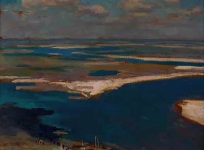 The Dnieper River in Blue av Jan Stanisławski