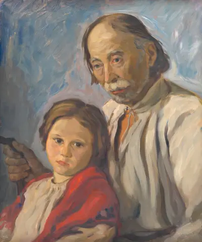 Old Man with a Granddaughter von Štefan Polkoráb