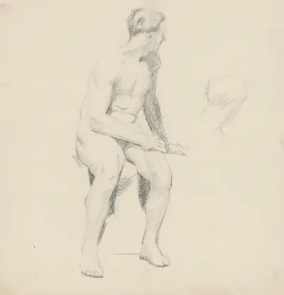 Study of Seated Male Nude von Štefan Polkoráb