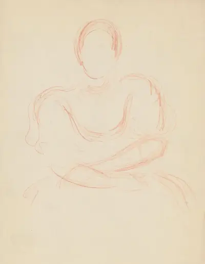 Study of Seated Woman in a Blouse with Large Sleeves von Štefan Polkoráb