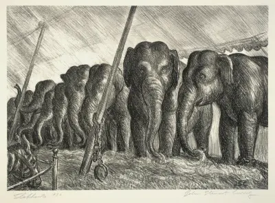 Circus Elephants av John Steuart Curry