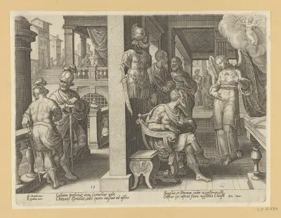 The Angel Sending Cornelius for St Peter av Jan van der Straet (Stradanus)