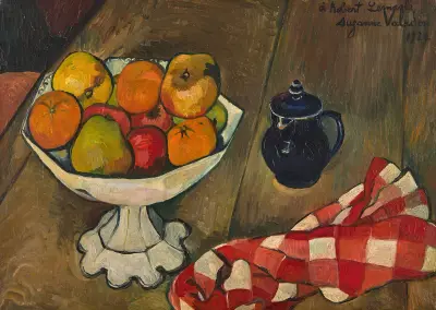 Compotier de fruits, pot et serviette av Suzanne Valadon