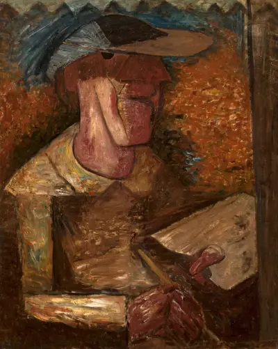 Self-portrait with a palette av Tadeusz Makowski