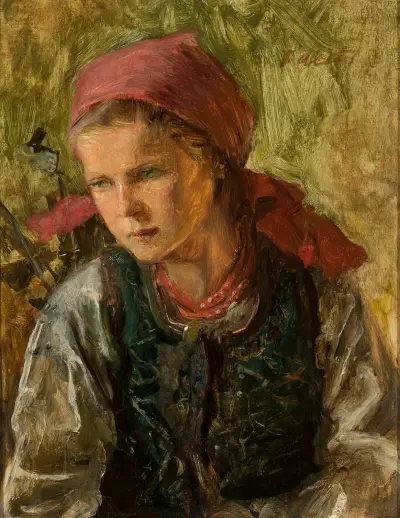 Peasant girl in a scarf von Teodor Axentowicz