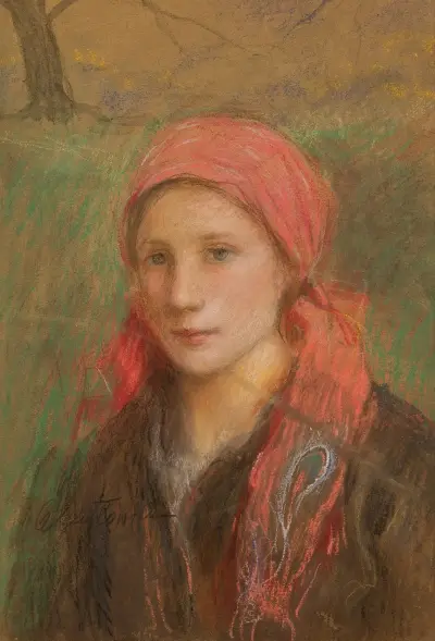 Portret wiejskiej dziewczyny von Teodor Axentowicz