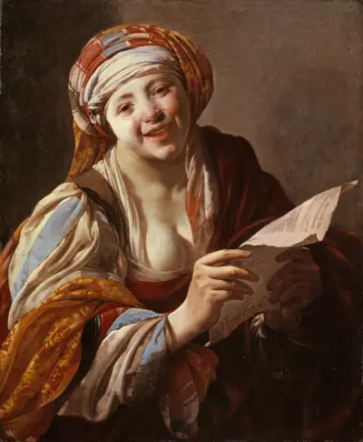 Young Woman with a Text Sheet av Hendrick Ter Brugghen