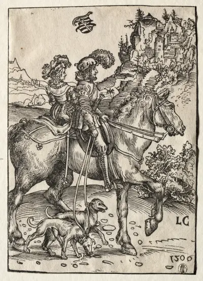 Dżentelmen i dama jadący na polowanie, Lucas Cranach the Elder