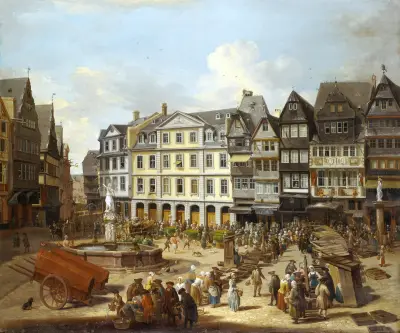 A Market on the Römerberg in Frankfurt av Christian Georg Schütz the elder
