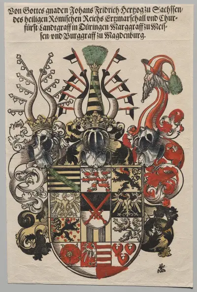 Coat of Arms of John Frederic, Elector of Saxony, called the Magnanimous von Lucas Cranach the Elder