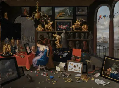 Eine Kunstkammer mit Venus bei der Toilette, Jan Van Kessel The Elder