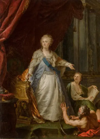 Cesarzowa Katarzyna II z alegorycznymi postaciami Saturna i Historii, Johann Baptist von Lampi the Elder