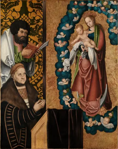 Friedrich der Weise vor Muttergottes von Lucas Cranach the Elder