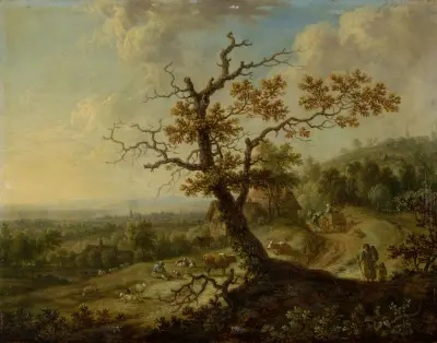 Landscape with Grazing Farm Animals av Christian Georg Schütz the elder