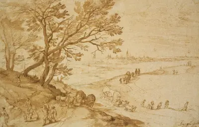 Landschaft mit Blick auf Antwerpen av Jan Brueghel The Elder