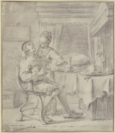 Lovers at supper av Frans van Mieris the Elder