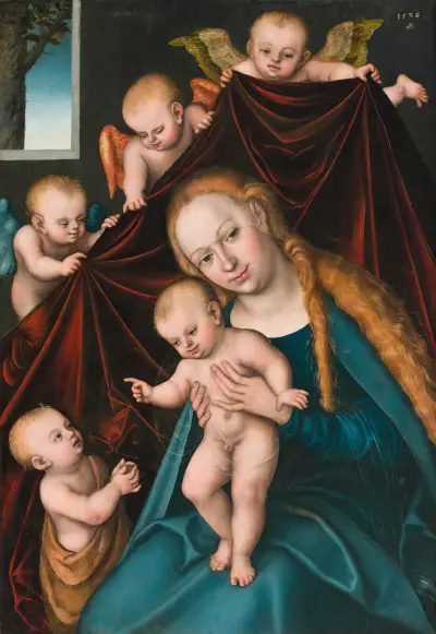 Madonna z Dzieciątkiem, małym św. Janem Chrzcicielem i aniołami, Lucas Cranach the Elder