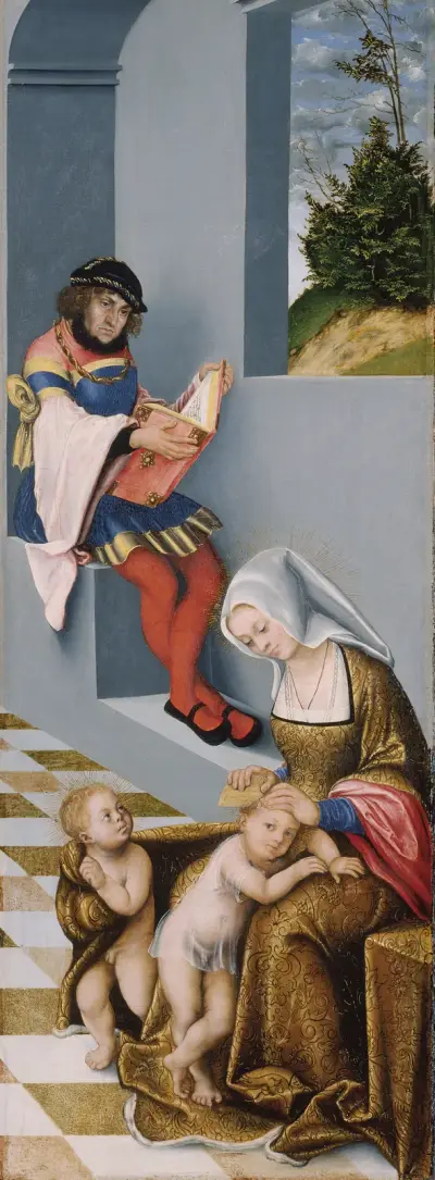 Maria Salome und Zebedäus mit ihren Söhnen Jakobus dem Älteren und Johannes dem Evangelisten von Lucas Cranach the Elder