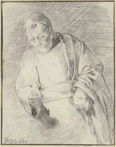 Old man with a candle av Frans van Mieris the Elder