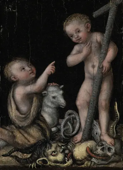 Das Christuskind und Johannes der Täufer von Lucas Cranach the Elder
