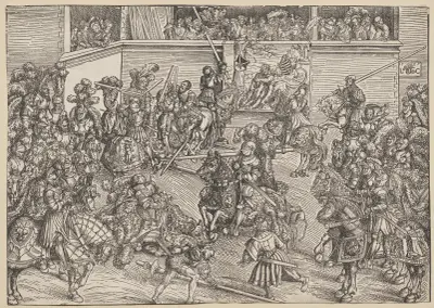 The Tournament with Sampson and the Lion von Lucas Cranach the Elder
