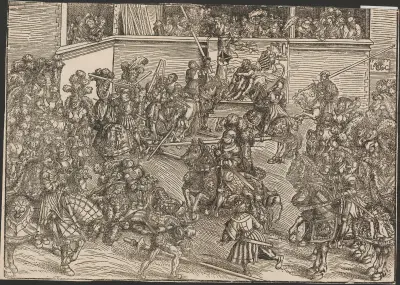 Turniej z tapiserią Samsona i lwa, Lucas Cranach the Elder