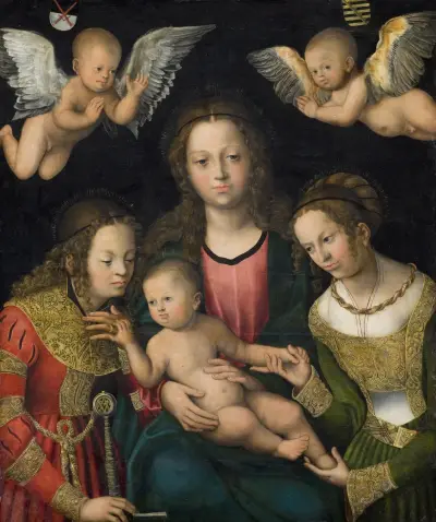 Jungfrau und Kind mit den Heiligen Katharina und Barbara von Lucas Cranach the Elder